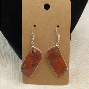 Elegant Silver and Bloodstone Dangle Earrings